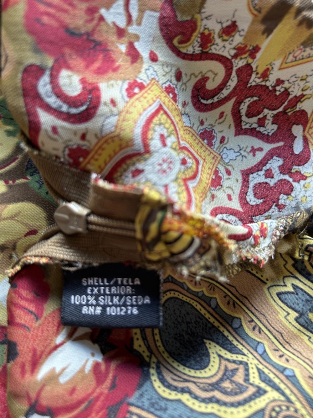 ECI  Multi Floral Beaded Silk Top, XL - Picture 5 of 5